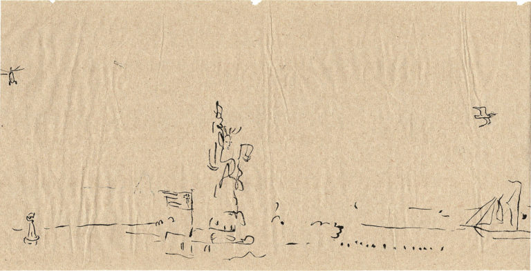 CTvM - Manhattan Panorama - detail of the original brush pen drawing on the paper towel