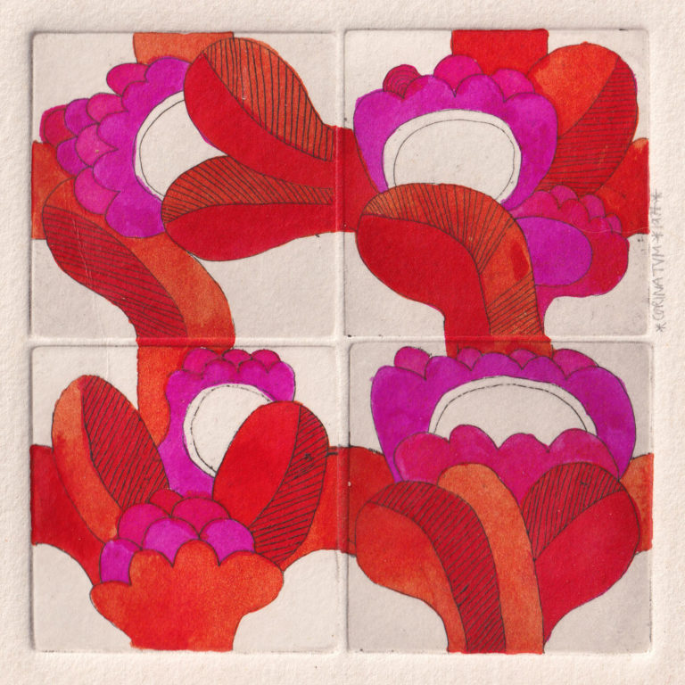 C.TvM-Flower tiles coloured in etchings-1971